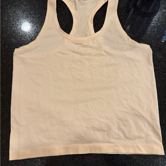 Lululemon Swiftly Racerback Race Length Tank Tempo Stripe Prosecco/White Top 8 - Picture 2 of 3